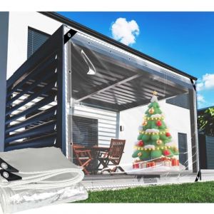 2.6x3.4m Bache de Protection Exterieur,0.35mm Bache Transparente avec Oeillets Imperm&eacute;able, Pliable Bache de Serre de Jardin,pour Camping Balcon Plantes Animaux Toit,Personnalisable (DGSFES, neuf)