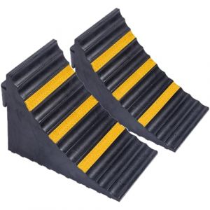uyoyous Lot de 2 Cale de Roue en Caoutchouc, Cale de Voiture Bloqueurs de Roue avec Bandes R&eacute;fl&eacute;chissantes et Poign&eacute;e 25 x 16 x 19 cm, Cales Roue Voiture pour Camping-Car, Remorque, Voiture (ddzpx, neuf)