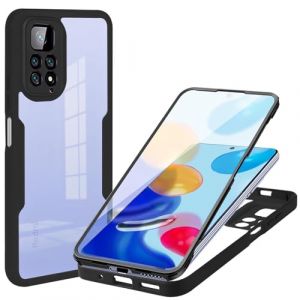 ILING Transparent Coque pour Xiaomi Redmi Note 11 / Redmi Note 11S 4G, 360&deg; Int&eacute;grale Protection Mode Tr&egrave;s Mince Antichoc &Eacute;tui avec L'&eacute;cran Int&eacute;gr&eacute;, Dur PC + Silicone TPU Bumper Housse (Noir) (Wanten, neuf)