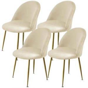 Levoberg Housse de Chaise Salle &agrave; Manger Scandinave Extensible en Velours Housse Chaise Dossier Arrondi Elastique Couverture de Chaise Scandinave pour Maison Mariage H&ocirc;tel 4 Pi&egrave;cess Beige (Levoberg-EU, neuf)