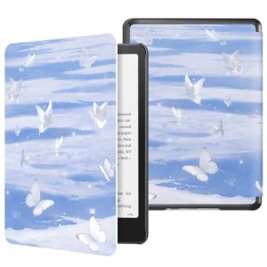 MoKo &Eacute;tui pour la Toute Nouvelle Liseuse 7 Pouces 12e G&eacute;n&eacute;ration 2024, Coque de Protection L&eacute;g&egrave;re en PU avec Mise en Auto Veille/R&eacute;veil pour liseuse 7 Pouces, Neige et Papillon (Amoi Channel, neuf)
