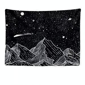 Ulticool – Tapisserie Murale Décorative Chambre - Montagnes Nature Espace Noir Blanc - 200 x 150 cm Grand – Papier Peint Tissu – Tapestry Aesthetic Wall - Décoration Panoramique (Ulticool, neuf)