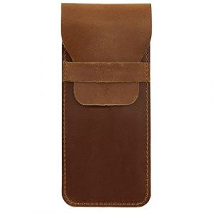 GORGECRAFT &Eacute;tui &agrave; Stylo en Cuir Fait &agrave; la Main Porte-Stylo Double Pochette Organisateur Pochette Protecteur Stylo Plume Crayons Pencases Stylo Vintage Housse de Protection pour &Eacute;tudiants Hommes(Caf&eacute;) (GORGECRAFT FR, neuf)