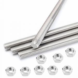 Tige Filetée m6 Inox 100mm Tiges Filetées en Acier Inoxydable 410 4stk Entièrement Fileté Tige Livré Avec 4 Écrous Hexagonaux Convient au Secteur de la Construction (M6*100) (ouwangda, neuf)