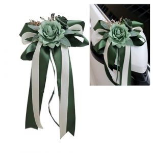 Lot de 4 nœuds de voiture en soie Fleur Mariage Décoration de voiture Simulation Rose Nœud Voiture Poignée de porte Rétroviseur de chaise de mariage Décoration Fleur Bow avec ventouses Bandes pour (YJieFang, neuf)