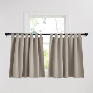 PONY DANCE Rideaux Occultant Court - Décoration de Petite Fenêtre Draperies Cuisine Design Moderne Isolants Thermiques Opaque à Pattes, 140x90 cm(LxH), 2 PCs, Sable (RYB HOME EU, neuf)