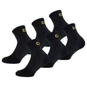 Caterpillar Quarter Socks 6 paires de chaussettes de travail pour hommes, hauteur au-dessus de la cheville, renforc&eacute;es aux orteils et au talon, coton d'excellente qualit&eacute; (Noir, 47-50) (Naduf, neuf)