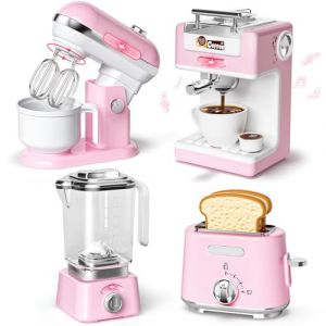 Toyssa Kit Cuisine Enfant avec Cafetiere Mixeur Batteur Grille Pain, Appareils de Cuisine avec Lumière Sonore, Accessoire Ustensile Cuisine Enfant Dinette Jouet Cadeau Fille Garçon 3 4 5 6 7 8 Ans (Toyssa EU, neuf)