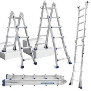 Cecaylie &Eacute;chelle t&eacute;lescopique 4 en 1-513 cm - 4 x 5 &eacute;chelons - Charge maximale : 150 kg - &Eacute;chelle coulissante - Double Face et &eacute;chelle d'escalier (Infinibest, neuf)