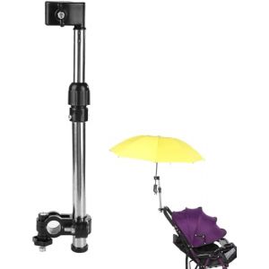 Hominas Porte Parapluie pour Poussette, Support de Parapluie de Vélo en Acier Inoxydable Support de Porte Parapluie Réglable pour Poussette, Vélo, Activités de Plein Air, etc (Mowingo, neuf)