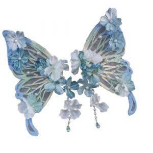 Pince à cheveux papillon en soie faite à la main élégante Costume de Han Barrettes à cheveux avec fleur à franges pour costume de scène (DawenYIsheng, neuf)