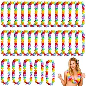 YOUNGSAY 30 Pcs Collier Hawaien Fleurs, Multicolore Collier Hawaien, R&eacute;utilisable Collier de Fleurs Hawaienne pour F&ecirc;te Tropicale/F&ecirc;te sur la Plage/D&eacute;coration d'anniversaire (YOUNGSAY, neuf)
