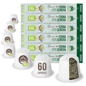 Thé vert biologique Sencha de Chine | La Natura Lifestyle by Tpresso® 60 capsules de thé compatibles avec les machines à capsules Nespresso® | Capsules industrielles 100% compostables | Écologique (La Natura Lifestyle, neuf)