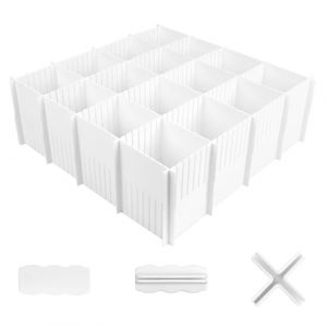 10 Pi&egrave;ces S&eacute;parateurs de Tiroirs R&eacute;glables, 32 x 11 cm Organisateur Tiroir Vetement R&eacute;glables, Grille Diviseur de Tiroir en Plastique avec 30 Accessoires pour sous-V&ecirc;tements, Chaussettes, Bureau (Sharp arrow, neuf)