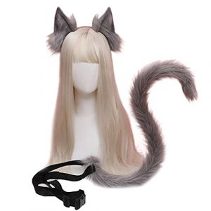 Colors Opintional Anime Oreilles Serre-t&ecirc;te en peluche pour oreilles de chat Queue Accessoires Cosplay Halloween (XCengzy, neuf)