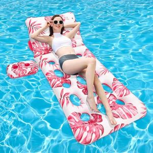 Matelas Gonflable Piscine,Lit Flottant Gonflable Piscine,Gonflable Tapis Flottant Matelas, Gonflable de Plage de Piscine, pour Activités d'eau D'été en Plein Air (Rouge) (CHIWEIGUANGSI, neuf)