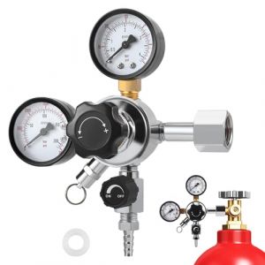 Détendeur Bière Régulateur de Pression CO2, Double Manomètre W21.8 Détendeur de Pression CO2 avec Deux Cadrans pour Machine à Bière Distributeurs de Bière Brassage de Bière Tireuse à Bière (SILVER LION Limited, neuf)