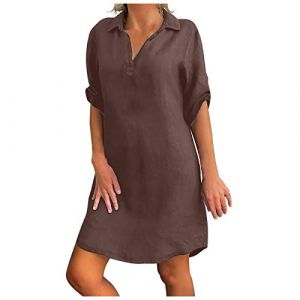 Robe de Plage Femme Longue Mi-Longue Chic &eacute;l&eacute;gante Sexy Robes Courte D'&eacute;t&eacute; Cou Rond Sans Manches Imprim&eacute; Floral Boh&egrave;me Grande Taille Pas Cher 2023 Mode R&eacute;tro Mini Jupe De Plage Robe Africaine Femme (BAULMD（90% Big Promotion Without Discount Code ）, neuf)