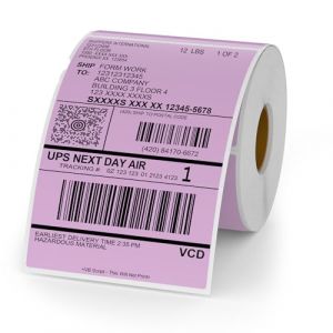 YIKIADA Rouleau d'étiquettes Thermiques en Vinyle Violet, 150 x 100 mm, Autocollant Thermique Direct perforé, étiquette d'expédition étanche pour Code à Barres, Code QR, 250 pièces (YIJIADA, neuf)