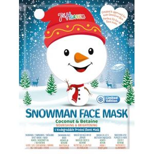 7th Heaven Snowman Face Mask &ndash; Face Mask Sheet with Coconut & Betaine &ndash; Sheet Mask to Nourish & Brighten Skin - Limited Edition (Original Brands LCDP 1, neuf)
