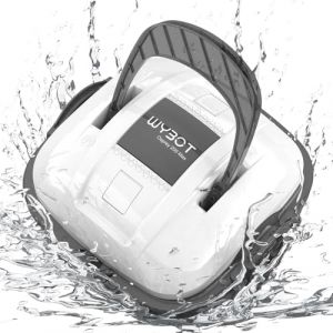 WYBOT Robot Piscine sans Fil pour Piscine Hors Sol Jusqu'&agrave; 80m&sup2;, Double Motorisation Aspirateur Robot Piscine 100 Minutes d'Aspiration Puissante Robot | Stationnement Automatique Blanc (Wybotics fr, neuf)