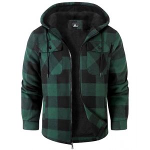 zitysport Veste Chemise Homme Toison Carreaux Doubl&eacute; Sweat Capuche Manteau Doublure Polaire Hiver Avec Poches Flannel Veste &agrave; Capuche Hommes(130-Vert,M) (Haixihui, neuf)