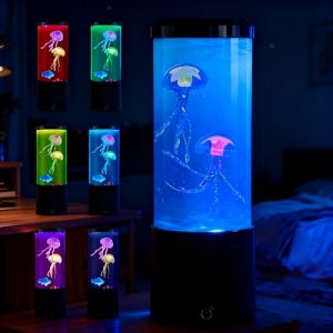 Songlypian Lampe M&eacute;duse avec T&eacute;l&eacute;commande,17 Couleurs Jellyfish Lampes,LED Aquarium M&eacute;duse Lumi&egrave;re avec 4 Modes d'&eacute;clairage pour Enfants, Adultes, Relaxation, D&eacute;coration de la Maison (Songlypian, neuf)
