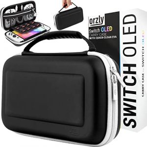 Orzly Étui de Voyage pour Nintendo Switch OLED et Console Switch Standard avec Accessoires et Compartiment de Rangement pour Jeux – Étui Facile à Nettoyer édition dans Une boîte Cadeau (Syntiga Europe - FR, neuf)