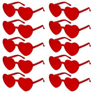 SelfTek Lunettes C&oelig;ur, 10 Paires Lunettes en Forme de C&oelig;ur, Lunettes De Soleil Coeur, Lunette Soiree de F&ecirc;te pour Anniversaire, Mariage, Carnaval, Accessoires Photo pour Femmes, Hommes(Rouge) (SelfTek Direct, neuf)