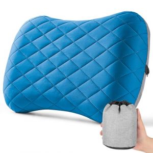 Oreiller Gonflable, Oreiller de Voyage, Oreiller Camping, Oreiller de Plage, Oreiller de Voyage Gonflable, Oreiller Gonflable Camping – Avec sac de transport pratique, ultra-léger & compact (bleu) (DIMA BYTECORE, neuf)