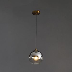 SWEMOPP Lampe suspendue noire moderne, boule de verre fumé, plafond de ferme, lustre industriel vintage en verre ambré chromé pour salle à manger, cuisine, île, restaurant, bar, café (shanxitongmu, neuf)