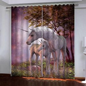 Rideaux Salon Occultants Licorne De La Jungle 220 (L) X 215 (H) Cm 3D Rideaux &Agrave; Oeillets Isolation Thermique Draperies Souple Polyester Opaque Rideaux pour Enfants Chambre &Agrave; Coucher 2 Pi&egrave;ces (xiangchengshisileixibaihuolingshoudian, neuf)