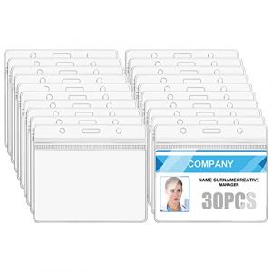 Vicloon Porte Badge, 30pcs Porte-Cartes en Transparent Vertical en PVC Avec Badge Nominatif &Eacute;tanche et Refermable Pour Carte d'&Eacute;tudiants,Carte De Visite,Carte Bus (Horizontal) (BEST-SELLER5, neuf)