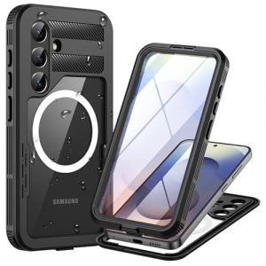 Focusor Coque pour Samsung Galaxy S25 Plus &Eacute;tanche Compatible avec MagSafe [IP68 Imperm&eacute;able] 360 Indestructible Antichoc Integral Antipoussi&egrave;re Waterproof Etui Protection pour S25 Plus 5G, Noir (Focusor FR, neuf)