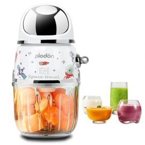 Plodon Mini robot de cuisine pour bébé mignon et petit robot de cuisine hachoir à purée hachoir à purée bol en verre de 1,2 tasse avec 6 lames électrique (Spaceman-White (un bol)) (Spaceman-White) (Jubee-EU, neuf)