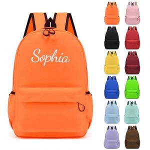 Sac a Dos Enfant Personnalis&eacute; Prenom, Bebe Cartable Maternelle Fille & Garcon, Brod&eacute; Toile Petit sac &agrave; &eacute;cole avanc&eacute;e pour Enfant, Sac Personnalisable Enfants pour Ecole Cr&egrave;che Primaire (Orange) (Thalopolis, neuf)
