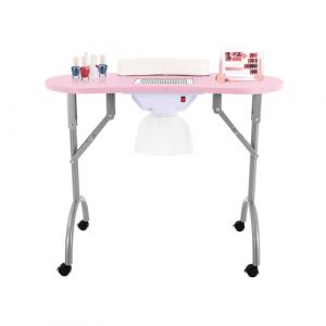 Table de manucure avec aspiration, avec aspirateur, 100 cm&sup3; et 4 roulettes, rose, avec capacit&eacute; de charge de 30 kg, table de manucure pour salon et maison (Sadcous, neuf)