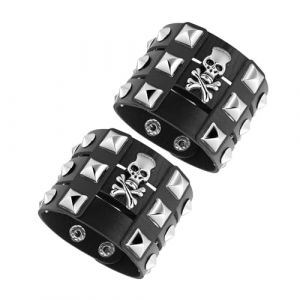 Eigso Punk Skull Bracelets pour Homme Bracelet en cuir Pirate Cosplay Accessoire pour Homme (CeranFashion, neuf)