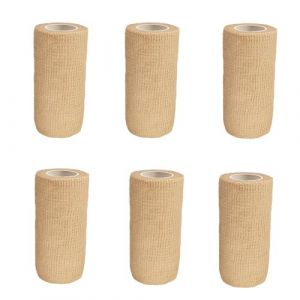 6 Rouleaux Bandage Autoadhésif 10 cm x 4.5 m Bandage Medical Elastique Bande Pansements Adhésive Sports Strapping pour Cheville Poignets Genouxs (Beige) (shuweier, neuf)
