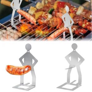 Support À Saucisses Pour Barbecue, 2Pièce Gril À Saucisses Vertical Créatif, Gril En Acier Inoxydable, Homme Debout Support à Saucisses Portable Accessoires, Gril Multifonctionnel (Behaodian Store, neuf)