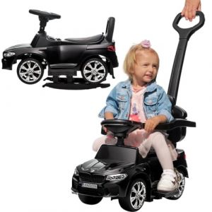 Actionbikes Motors BMW M5 Voiture &agrave; Pousser pour Enfants sous Licence | Batterie 6 Volts 4,5 AH - Voiture pour Enfants avec poign&eacute;e de pouss&eacute;e - Toboggan - Draisienne (Noir) (Miweba GmbH, neuf)