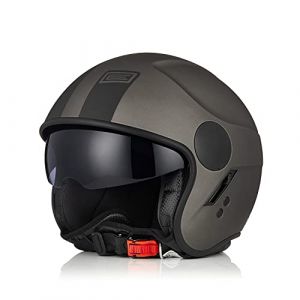 ORIGINE Casque de Moto Jet Ouvert avec Pare-Soleil Boucle à dégagement Rapide homologué ECE (Basic Black Titanium,XS) (H&H Sports Protection srl, neuf)