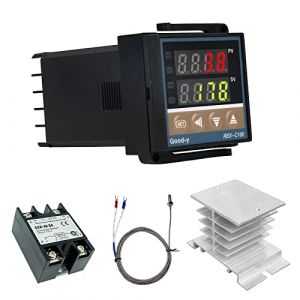 R&eacute;gulateur de temp&eacute;rature num&eacute;rique REX-C100, 0 ℃ ~ 1300 ℃ Alarme PID Contr&ocirc;leur de Temp&eacute;rature, Digital Smart Thermostat Relais SSR Sortie, Type K Thermocouple (Li-start, neuf)