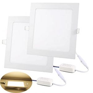 NRGDILY Spot LED Encastrable Extra Plat, 15W Carré Panneau de Plafond 1350LM, Diamètre 190mm, Blanc Chaud 3000K Spots de Plafond Encastrable Pour Cuisine/Salon/Couloir, Lot de 2 (NRGDILY, neuf)