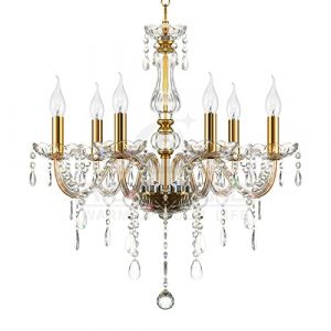 Ridgeyard Lustre Baroque Lustres de plafond Moderne Lustre Cristal K9 Plafonnier Luminaire pour Salon Chambre Couloir Entrée,6 lumières, couleur doré (Ridgeyard Lighting, neuf)