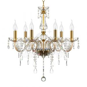 Ridgeyard Lustre Baroque Lustres de plafond Moderne Lustre Cristal K9 Plafonnier Luminaire pour Salon Chambre Couloir Entrée,6 lumières, couleur doré (Ridgeyard Lighting, neuf)