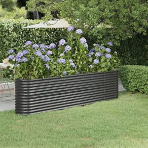 WIFESE JardinièRe Acier Enduit De Poudre 260x40x68 Cm Anthracite Jardiniere Exterieur Grande Taille Jardiniere Balcon Jardiniere sur Pieds Carré Potager Bacs à Fleurs Potager Bac A Fleur (WIFESE official, neuf)