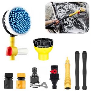 Zuxbolf Brosse de Lavage Telescopique Toiture avec Long Manche, Brosse de Lavage de Voiture Rotative &agrave; 360&deg;, Kit Lavage de Voiture &agrave; Mousse Automatique pour Laver Les Voitures, Les Murs, Les Fen&ecirc;tres (PAULS PETERSONS, neuf)