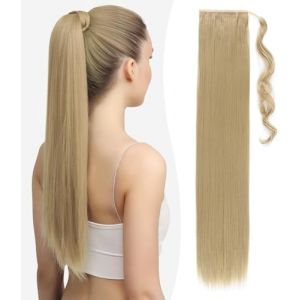 Benehair Postiche Queue de Cheval Extension 81 cm Longue Raides Ponytail Cheveux Naturel Synth&eacute;tique Extension Cheveux Queue de Cheval pour Femmes(M&eacute;lange de Blond Clair et de Blond D&eacute;color&eacute;, 140g) (fashion idol collection, neuf)