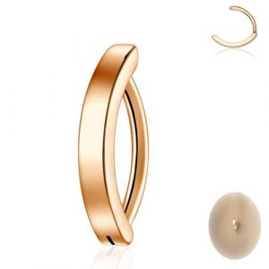 HENYQANN Piercing de Nombril 14G Piercing de Nombril en Acier Chirurgical Piercing de Nombril Incurv&eacute; Invers&eacute; 8 mm Or Rose (YUANXING-EU, neuf)
